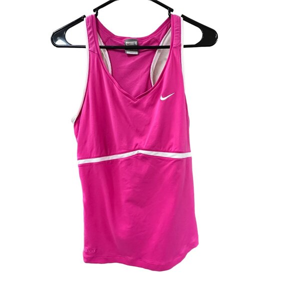 🌸3/$15🌸Fuchsia Pink with White Trim Nike Athletic Tank sz L - Picture 1 of 6